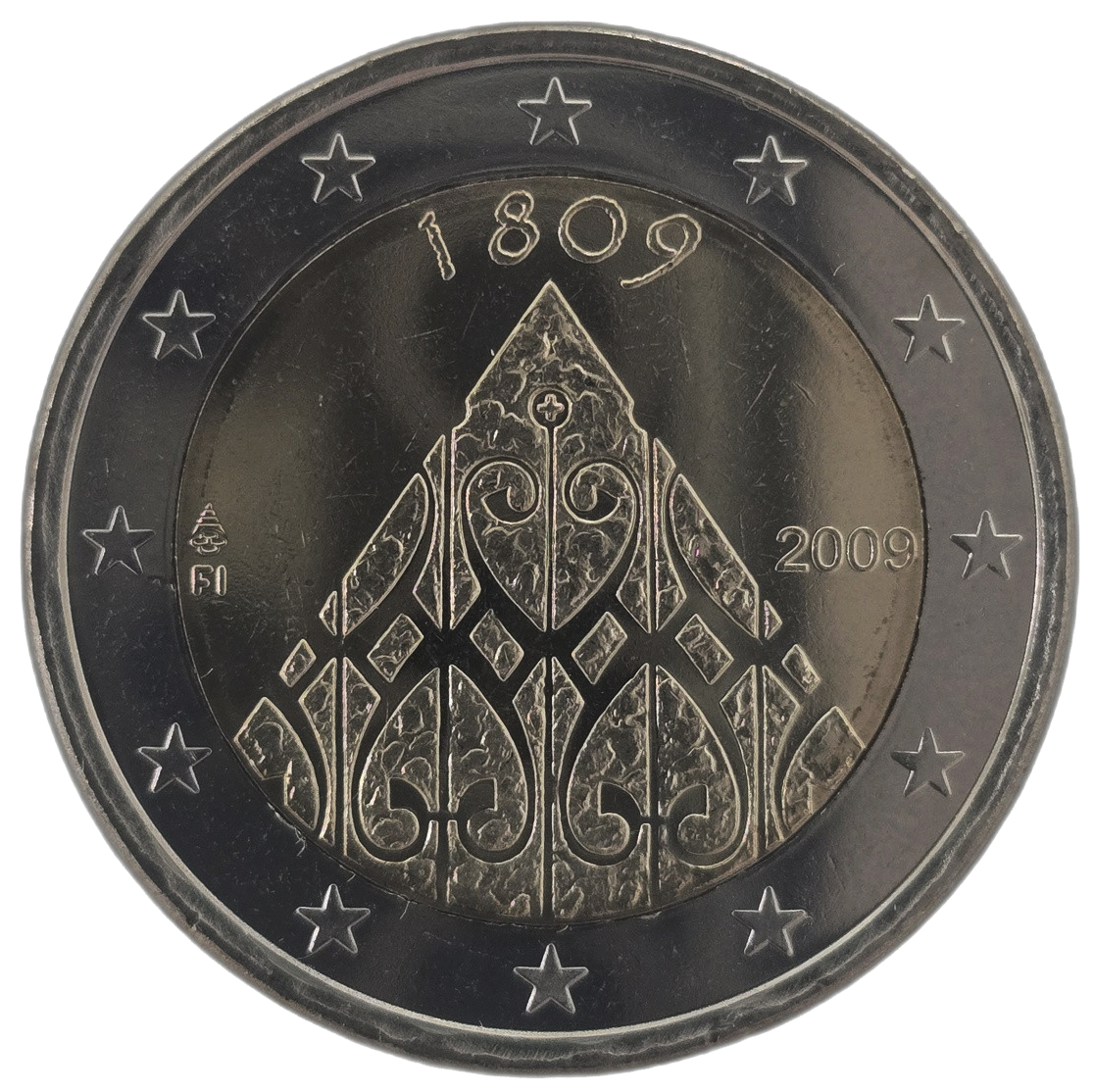 2 euros conmemorativa Segundo centenario de la autonomía de Finlandia y de la Dieta de Porvoo Año 2009